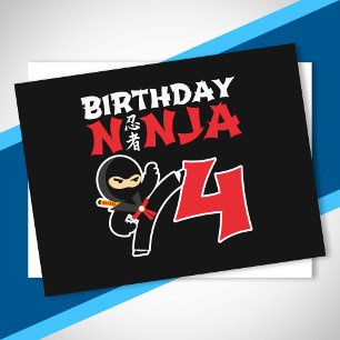 Carte Postale Thème de fête d'anniversaire Ninja pour enfants -