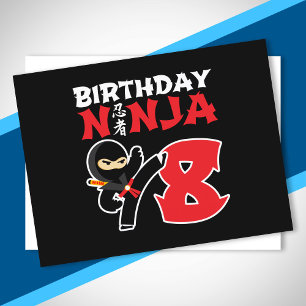 Carte Postale Thème de fête d'anniversaire Ninja pour enfants de