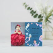 Carte Postale Thème de fête d'anniversaire sirène bleu merci (Debout devant)