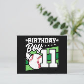 Carte Postale Thème de fête de baseball de 11 ans pour garçon de (Debout devant)