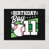 Carte Postale Thème de fête de baseball pour 11 ans Fête d'anniv (Devant)