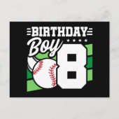 Carte Postale Thème de fête de baseball pour 8 ans Fête d'annive (Devant)
