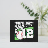 Carte Postale Thème de fête de baseball pour enfant de 12 ans An (Debout devant)