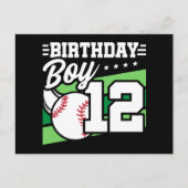 Carte Postale Thème de fête de baseball pour enfant de 12 ans po (Devant)