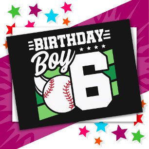 Carte Postale Thème de fête de baseball pour enfant de 6 ans Fêt