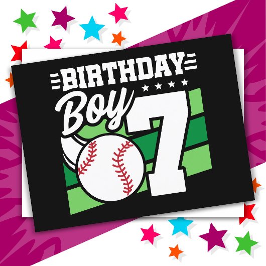 Carte Postale Thème de fête de baseball pour enfant de 7 ans Fêt
