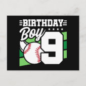 Carte Postale Thème de fête de baseball pour enfant de 9 ans pou (Devant)