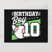 Carte Postale Thème de fête de baseball pour garçon de 10 ans (Devant)