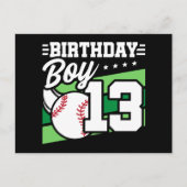 Carte Postale Thème de fête de baseball pour un garçon de 13 ans (Devant)