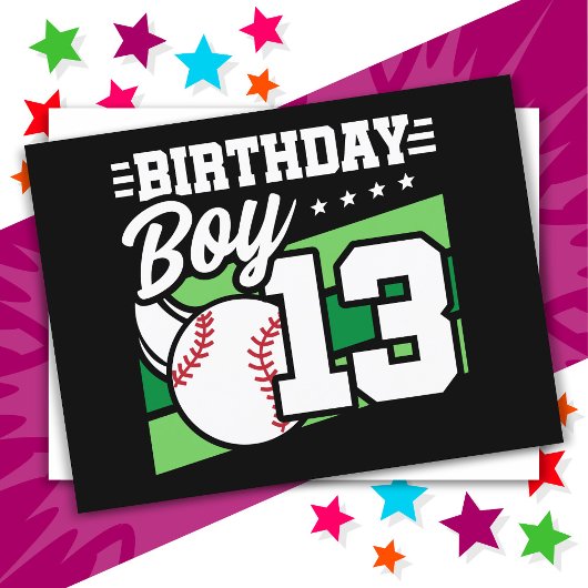 Carte Postale Thème de fête de baseball pour un garçon de 13 ans