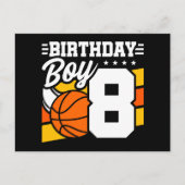Carte Postale Thème de fête de basketball pour 8 ans Fête d'anni (Devant)
