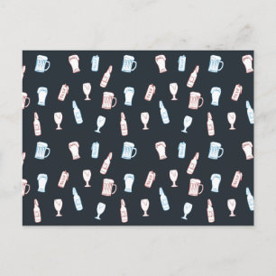 Carte Postale Thème de fête de bière rustique dessinée à la main