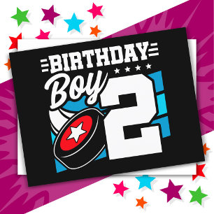 Carte Postale Thème de fête de hockey pour enfant de 2 ans 2e an