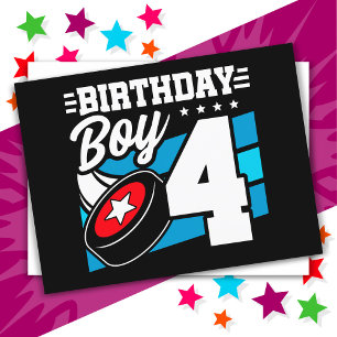 Carte Postale Thème de fête de hockey pour enfant de 4 ans 4e an