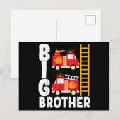 Carte Postale Thème de feu de camion de pompier Big Brother Fire (Devant / Derrière)