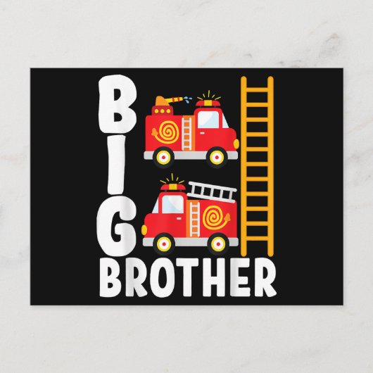 Carte Postale Thème de feu de camion de pompier Big Brother Fire (Devant)