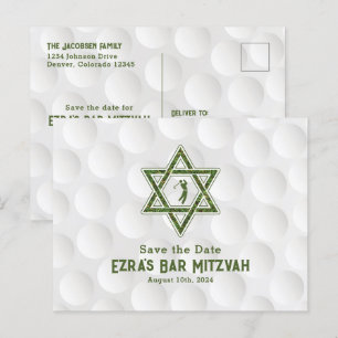 Carte Postale Thème de golf Golf Bar Mitzvah Enregistrer la date