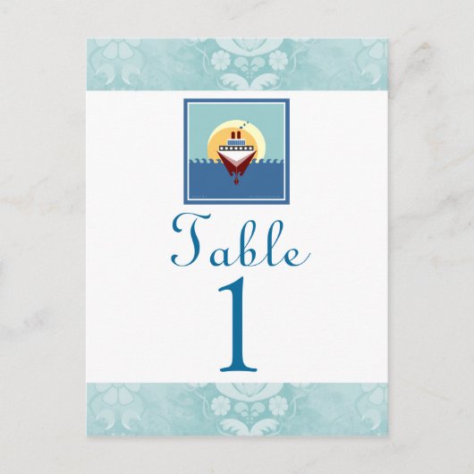 Carte Postale Thème de la fête de croisière Blue Table Numéro Ca (Devant)