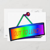 Carte Postale Thème de panneau Sortie pour le déjeuner (Devant / Derrière)