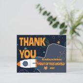 Carte Postale Thème de planète de fusée spatiale d'anniversaire (Debout devant)