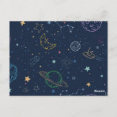 Carte Postale Thème de planète de fusée spatiale d'anniversaire (Dos)