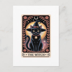 Carte Postale Thème de sorcière d'Halloween amateurs de chats go