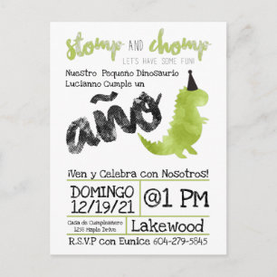 Carte Postale Thème Dinosaur Petit Dino espagnol Boy Stomp
