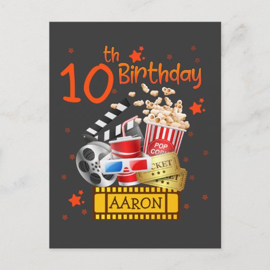 Carte Postale Thème fête de cinéma d'anniversaire correspondant (Devant)