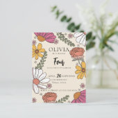 Carte Postale Thème fleur sauvage Fille Anniversaire (Debout devant)