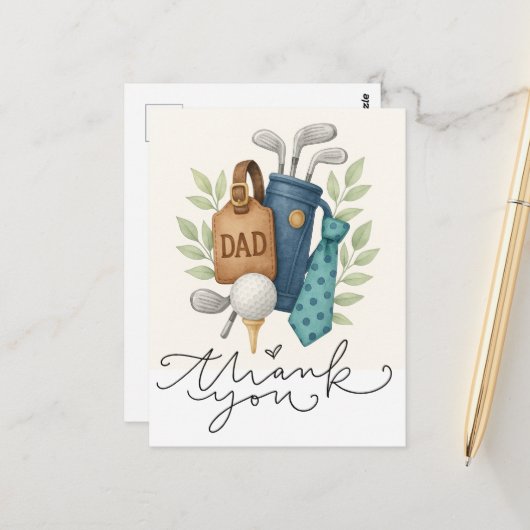 Carte Postale Thème golf pour Papa  (Devant/Arrière en situation)