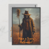 Carte Postale Thème Halloween - Effrayant Scarecrow (Devant / Derrière)