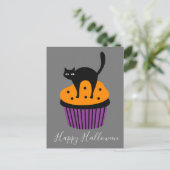 Carte Postale Thème Halloween orange chat noir (Debout devant)