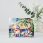 Carte Postale Thème Hippo Noël Hawaïen (Debout devant)