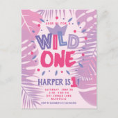 Carte Postale Thème Jungle Wild One Fille Premier Anniversaire (Devant)