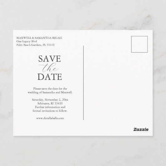 Carte Postale Thème Mariage Alfresco Enregistrer La Date (Dos)