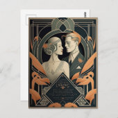 Carte Postale Thème mariage Art déco (Devant / Derrière)