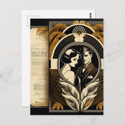 Carte Postale Thème mariage Art déco (Devant / Derrière)