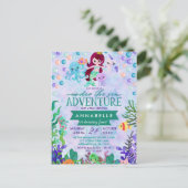Carte Postale Thème Mignonne Sirène Anniversaire Fête Invitation (Debout devant)