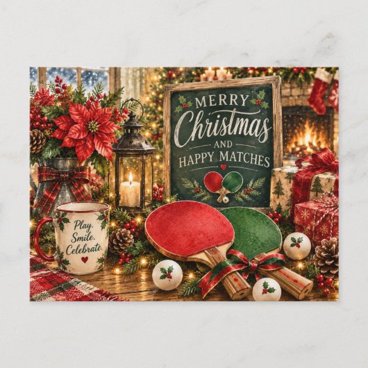 Carte Postale Thème Noël de ping pong (Devant)