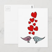 Carte Postale Thème Oiseaux en Amour (Devant / Derrière)