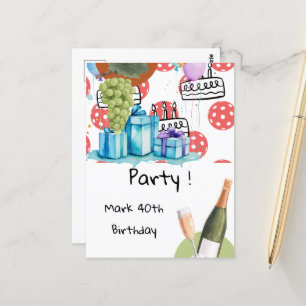 Carte Postale Thème pickleball pour fête d'anniversaire