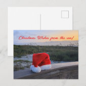 Carte postale thème plage avec Santa Hat (Devant / Derrière)