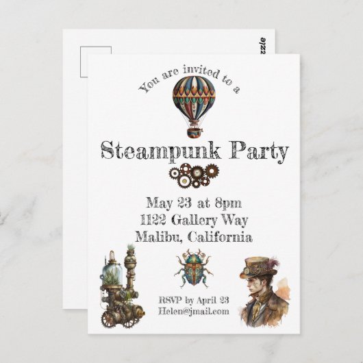 Carte Postale Thème Steampunk (Devant / Derrière)