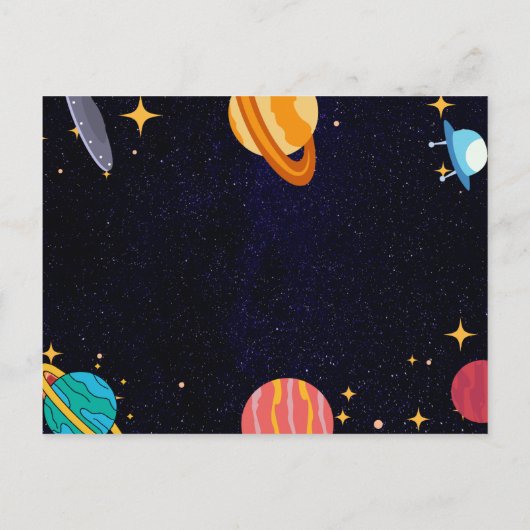 Carte Postale Thèmes d'espace de fête d'anniversaire merci (Dos)