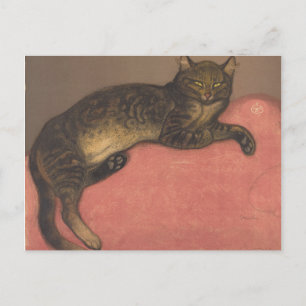 Carte Postale Théophile Steinlen Hiver : Chat sur un coussin