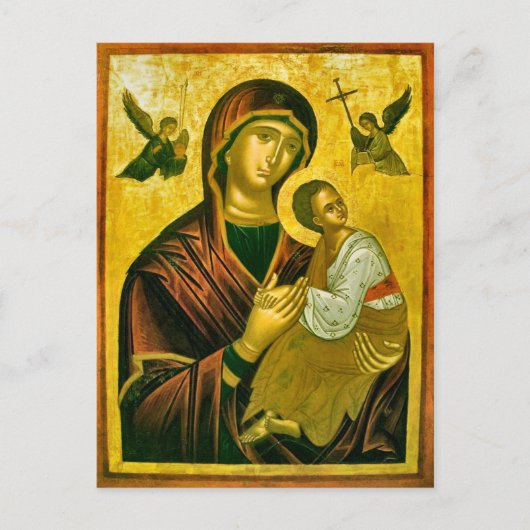 Carte Postale Theotokos et le Christ Enfant avec les anges Icône (Devant)