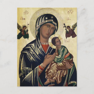 Carte Postale Théotokos et l'icône chrétienne orthodoxe Jésus-en