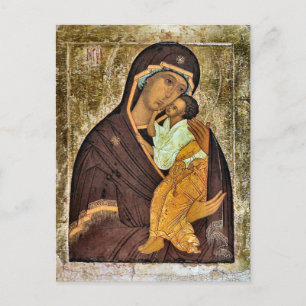 Carte Postale Theotokos et l'icône Christ Enfant