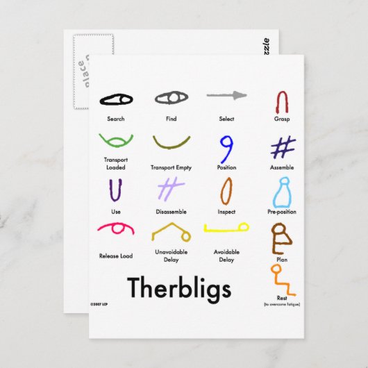 Carte postale Therbligs (Devant / Derrière)