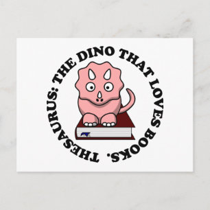 Carte Postale Thésaurus : Un Dinosaure Qui Aime Lire Des Livres